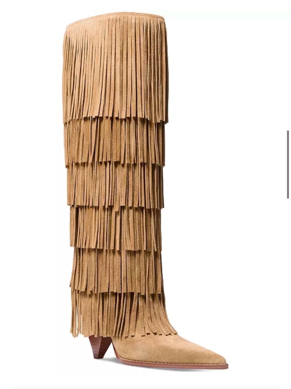 MICHAEL Michael Kors Jayla heeled Tan Suede Fringe Knee-High Boot